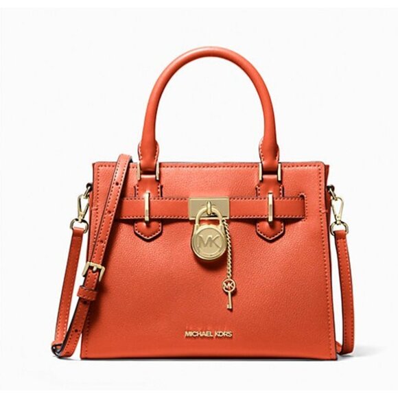New Michael Kors Hamilton Small Leather Satchel Red Clay - Picture 1 of 7